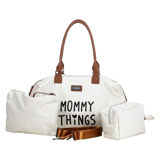 Geanta mamici, FreeON, Mommy things, Spatioasa si practica, Cu multiple buzunare, Include si 2 genti mai mici, Beige BYN86656