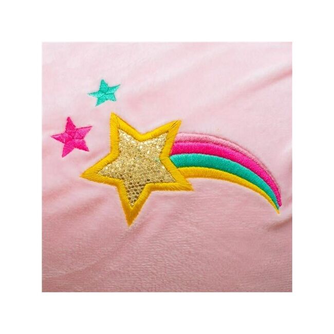 Jucarie gonflabila de plus cu sunete, Baby Mix, In forma de unicorn, Husa moale detasabila, Cu pompa inclusa, Pana la 70 kg, 36 luni+, Pink BYN56430