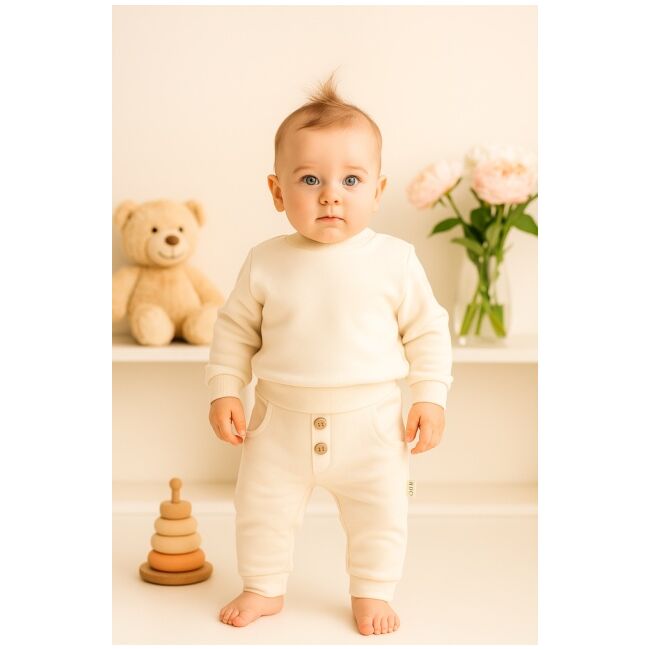 Pantaloni bebelusi din bumbac 100% colbi baby wear crem bbl59
