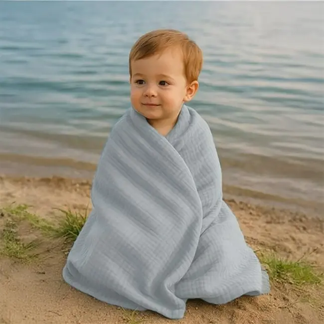 Paturica bebe, New Baby, 70x100 cm, Din muselina, 100% bumbac certificat Oeko Tex Standard 100, Grey BYN59008