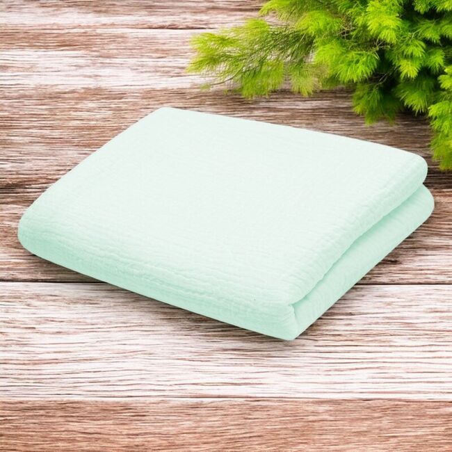 Paturica bebe, New Baby, 70x100 cm, Din muselina, 100% bumbac certificat Oeko Tex Standard 100, Mint BYN58949