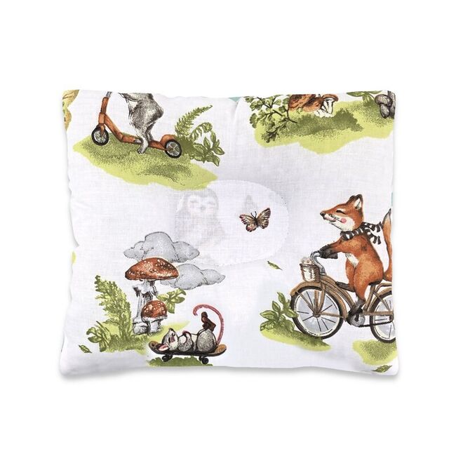 Perna bebelus, Qmini, Profilata, Cu functie anti-soc, Pufoasa, Din bumbac, Material certificate Oeko Tex Standard 100, 23x26 cm, Fox on bikes Natural BYN6426972030618