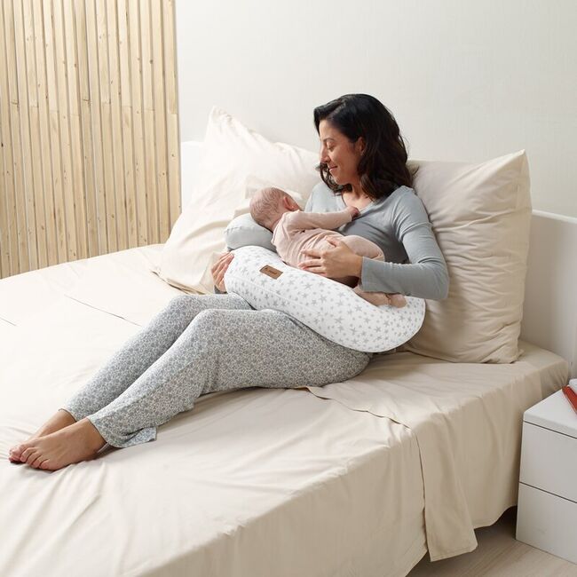 Perna pentru alaptare, Jane, Ergonomica, Cu husa detasabila si lavabila si pernuta suplimentara, Umpluta cu bilute din poliester, Botanic BYN8420421089385