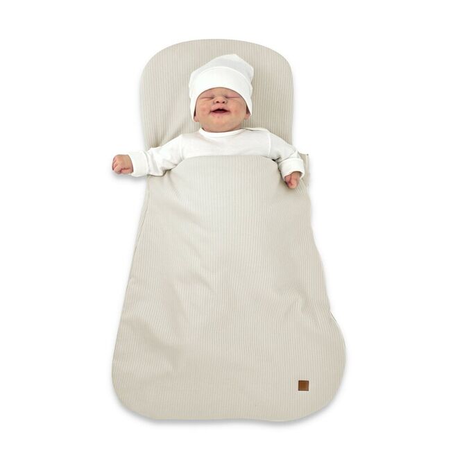 Sac de dormit multifunctional, MimiNu, Pentru patut, landou sau cosulet, Din bumbac interlock, Materiale certificate Oeko Tex Standard 100, Soft Beige BYN6426972030632