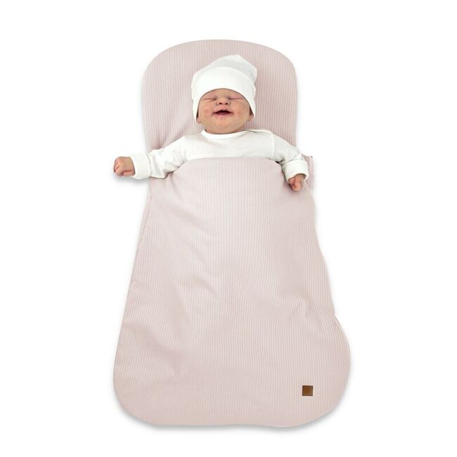 Sac de dormit multifunctional, MimiNu, Pentru patut, landou sau cosulet, Din bumbac interlock, Materiale certificate Oeko Tex Standard 100, Soft Powder Pink BYN6426972030625