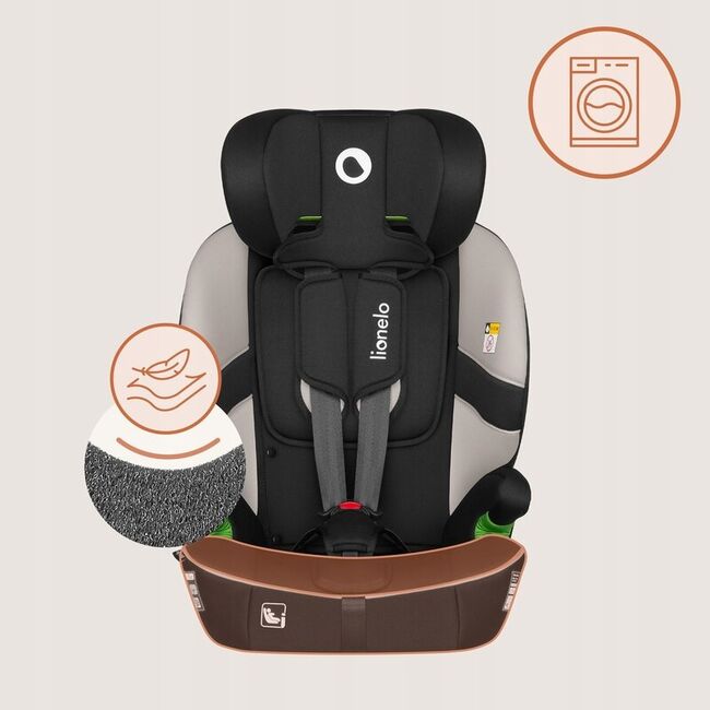 Scaun auto i-Size, Lionelo, Billy , 76 - 150 cm, 1/2/3, Isofix + top tether, Tetiera reglabila in 10 pozitii, Insertie ergonomica, Tapiterie lavabila, Testat la impact, Baza lata, Conform cu R129, Bej BYNLO-BILLY_I-SIZE_BEIGE_LATTE
