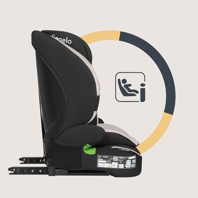 Scaun auto i-Size, Lionelo, Billy , 76 - 150 cm, 1/2/3, Isofix + top tether, Tetiera reglabila in 10 pozitii, Insertie ergonomica, Tapiterie lavabila, Testat la impact, Baza lata, Conform cu R129, Bej BYNLO-BILLY_I-SIZE_BEIGE_LATTE