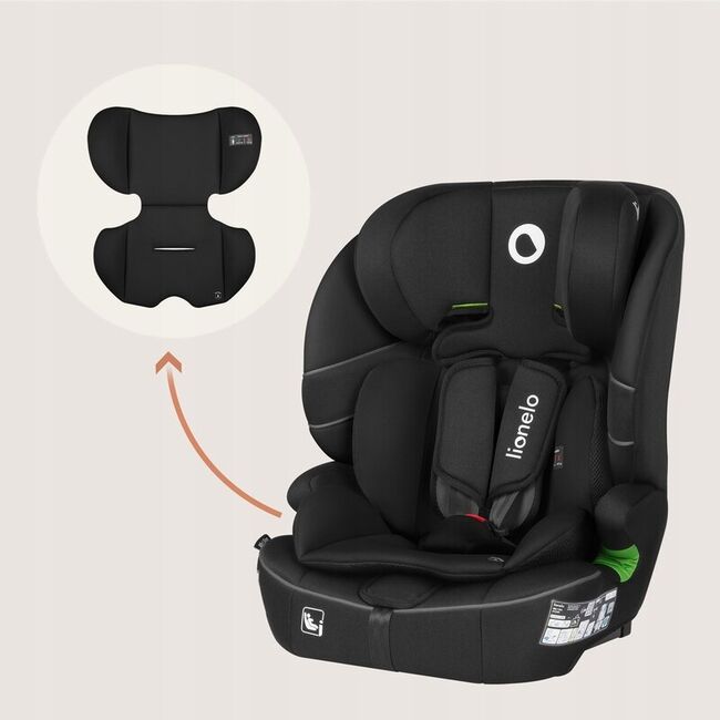 Scaun auto i-Size, Lionelo, Billy , 76 - 150 cm, 1/2/3, Isofix + top tether, Tetiera reglabila in 10 pozitii, Insertie ergonomica, Tapiterie lavabila, Testat la impact, Baza lata, Conform cu R129, Negru BYNLO-BILLY_I-SIZE_BLACK_CARBON