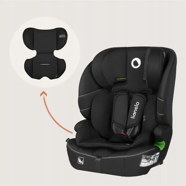 Scaun auto i-Size, Lionelo, Billy , 76 - 150 cm, 1/2/3, Isofix + top tether, Tetiera reglabila in 10 pozitii, Insertie ergonomica, Tapiterie lavabila, Testat la impact, Baza lata, Conform cu R129, Negru BYNLO-BILLY_I-SIZE_BLACK_CARBON