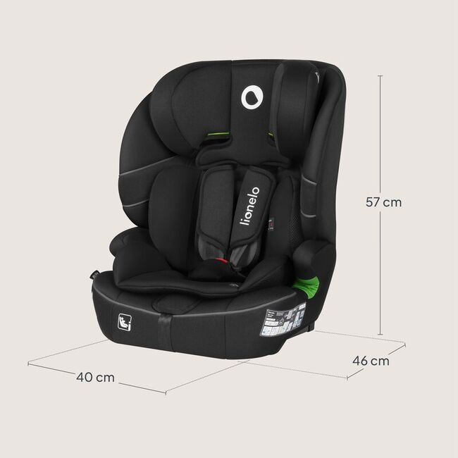 Scaun auto i-Size, Lionelo, Billy , 76 - 150 cm, 1/2/3, Isofix + top tether, Tetiera reglabila in 10 pozitii, Insertie ergonomica, Tapiterie lavabila, Testat la impact, Baza lata, Conform cu R129, Negru BYNLO-BILLY_I-SIZE_BLACK_CARBON
