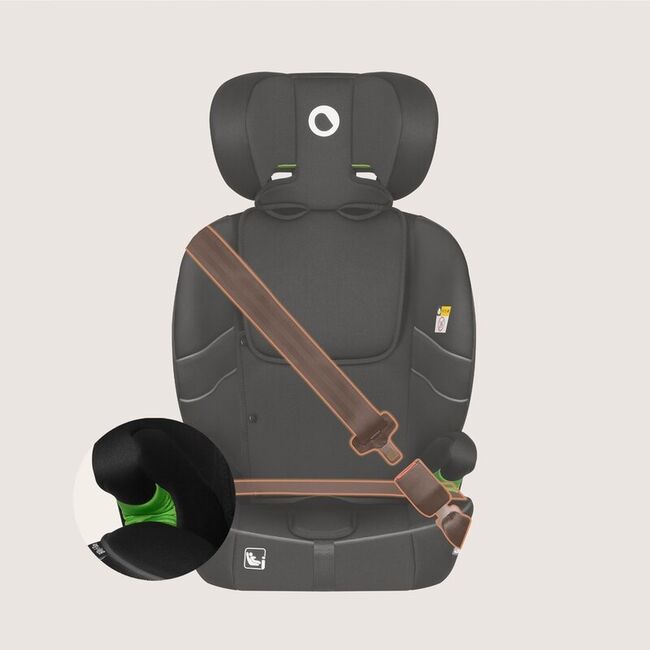 Scaun auto i-Size, Lionelo, Billy , 76 - 150 cm, 1/2/3, Isofix + top tether, Tetiera reglabila in 10 pozitii, Insertie ergonomica, Tapiterie lavabila, Testat la impact, Baza lata, Conform cu R129, Negru BYNLO-BILLY_I-SIZE_BLACK_CARBON