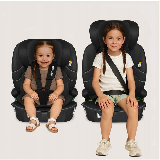 Scaun auto i-Size, Lionelo, Billy , 76 - 150 cm, 1/2/3, Isofix + top tether, Tetiera reglabila in 10 pozitii, Insertie ergonomica, Tapiterie lavabila, Testat la impact, Baza lata, Conform cu R129, Negru BYNLO-BILLY_I-SIZE_BLACK_CARBON