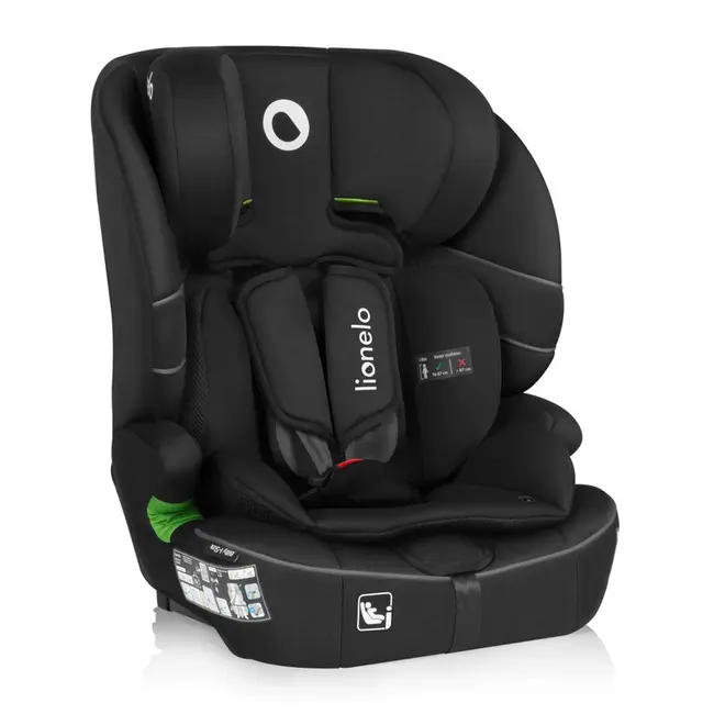 Scaun auto i-Size, Lionelo, Billy , 76 - 150 cm, 1/2/3, Isofix + top tether, Tetiera reglabila in 10 pozitii, Insertie ergonomica, Tapiterie lavabila, Testat la impact, Baza lata, Conform cu R129, Negru BYNLO-BILLY_I-SIZE_BLACK_CARBON