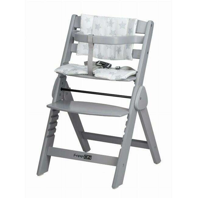 Scaun de masa, FreeON, Finny Fold, 6 luni - 15 Kg, Reglabil pe inaltime, Pernuta, Pliabil, Gray BYN86496