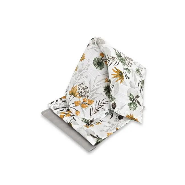 Set 3 museline, MimiNu, Multifunctionale, Din bumbac certificat Oeko Tex Standard 100, 30x30 cm, Botanica si Grey BYN6426972030649