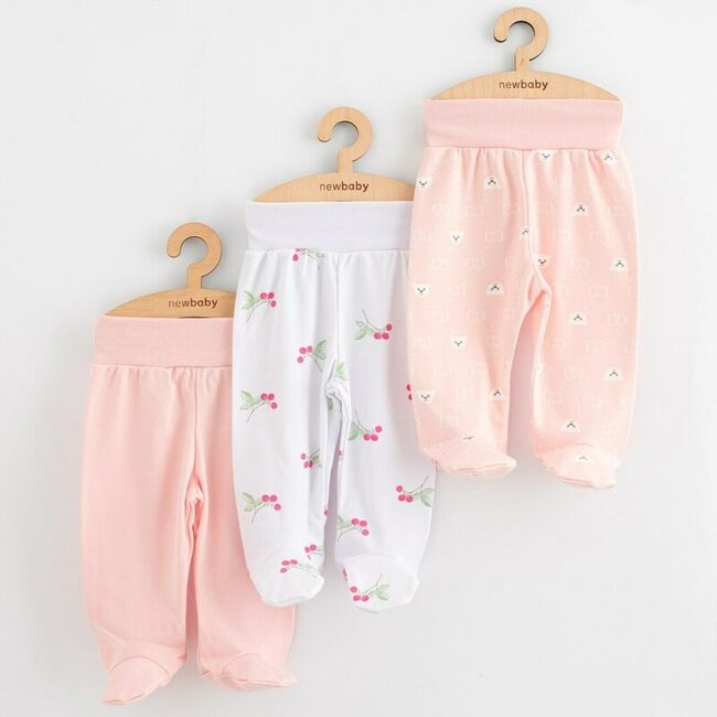Set 3 piese, New Baby, Classic II, Include 3 perechi de pantalonasi cu botosei, Marime 50, Din bumbac 100%, Pink BYN58643