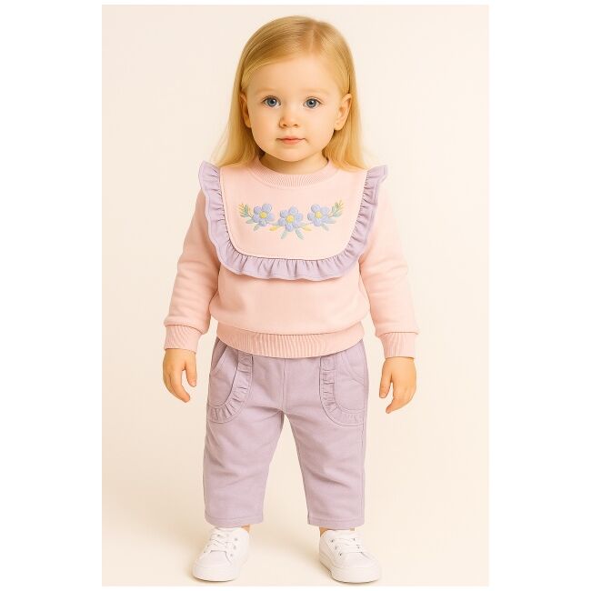 Set bluzita si pantaloni cocuk pentru fetite, 100% bumbac bbl61