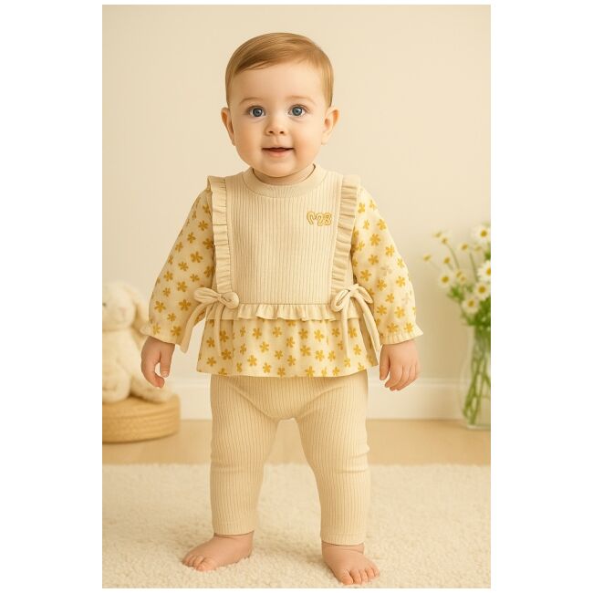 Set bluzita si pantaloni moeboon cu model floral bbl60