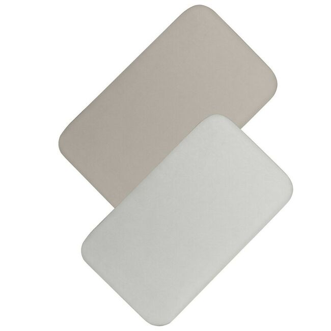 Set cearceafuri cu elastic, Lionelo, 80x42 cm, Pentru co-sleepere, Pentru saltele de max. 10 cm inaltime, Din bambus, Usor de spalat, 30 grade, Fara calcare, Ecologic, Alb/Bej BYNLO-BAMBOO_SHEET_OFF_WHITE_BEIGE_80x42