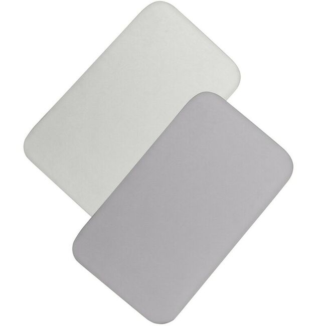 Set cearceafuri cu elastic, Lionelo, 80x42 cm, Pentru co-sleepere, Pentru saltele de max. 10 cm inaltime, Din bambus, Usor de spalat, 30 grade, Fara calcare, Ecologic, Alb/Gri BYNLO-BAMBOO_SHEET_OFF_WHITE_GREY_80x42