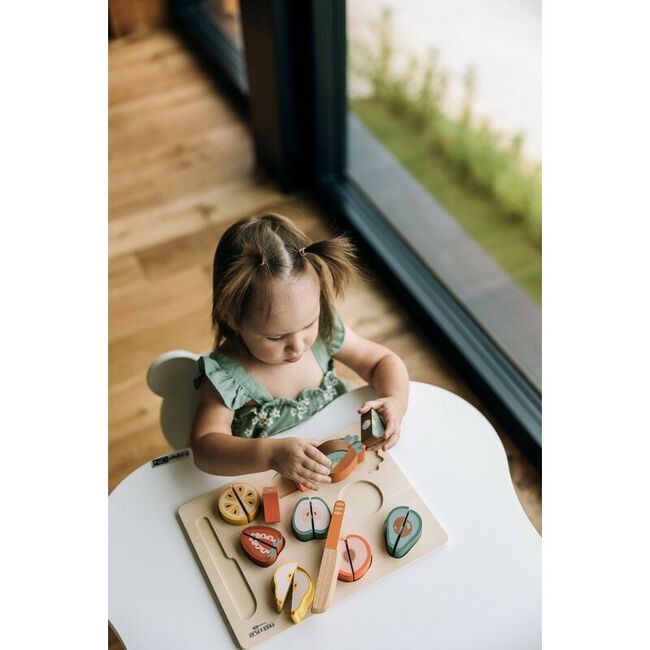 Set fructe feliate, Free2Play, Cu inchidere velcro, Din lemn, 20 piese, Multicolor BYN85130