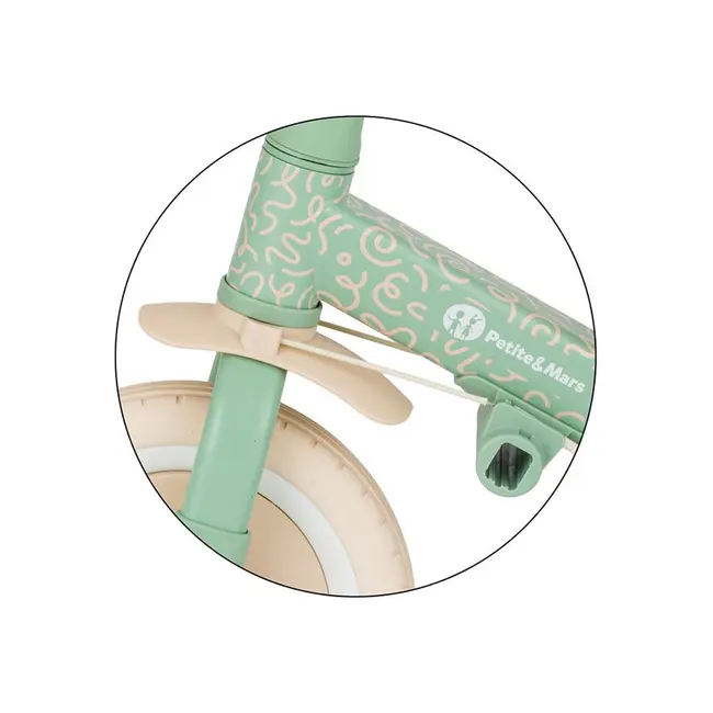 Tricicleta, Petite&Mars, Turbo, Editie limitata, 5 in 1, Multifunctionala, Vehicul de impins, Bicicleta cu/fara pedale, Cu maner de ghidaj, Detasabil, Roti din cauciuc, Pana la 25 kg, 1.5-5 ani, Green Twist BYN613480