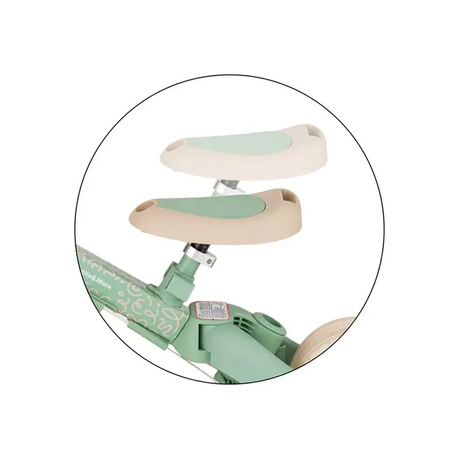 Tricicleta, Petite&Mars, Turbo, Editie limitata, 5 in 1, Multifunctionala, Vehicul de impins, Bicicleta cu/fara pedale, Cu maner de ghidaj, Detasabil, Roti din cauciuc, Pana la 25 kg, 1.5-5 ani, Green Twist BYN613480