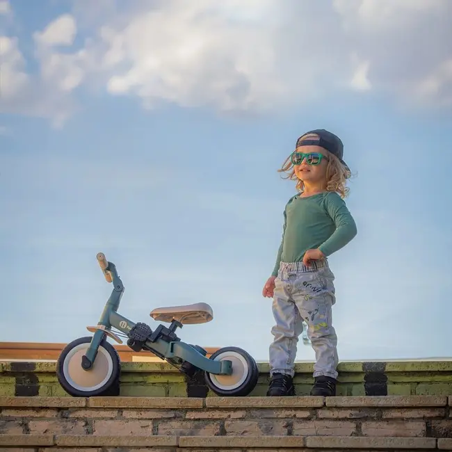 Tricicleta, Petite&Mars, Turbo, Editie limitata, 5 in 1, Multifunctionala, Vehicul de impins, Bicicleta cu/fara pedale, Cu maner de ghidaj, Detasabil, Roti din cauciuc, Pana la 25 kg, 1.5-5 ani, Green Twist BYN613480