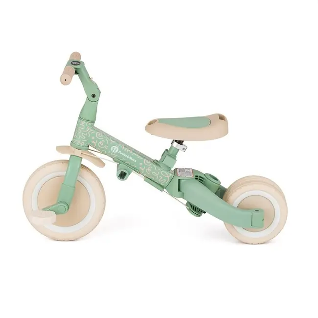 Tricicleta, Petite&Mars, Turbo, Editie limitata, 5 in 1, Multifunctionala, Vehicul de impins, Bicicleta cu/fara pedale, Cu maner de ghidaj, Detasabil, Roti din cauciuc, Pana la 25 kg, 1.5-5 ani, Green Twist BYN613480