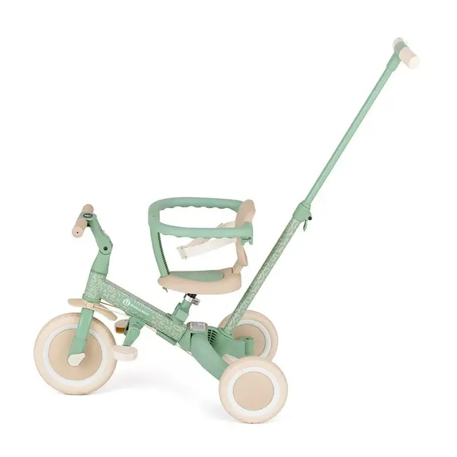 Tricicleta, Petite&Mars, Turbo, Editie limitata, 5 in 1, Multifunctionala, Vehicul de impins, Bicicleta cu/fara pedale, Cu maner de ghidaj, Detasabil, Roti din cauciuc, Pana la 25 kg, 1.5-5 ani, Green Twist BYN613480
