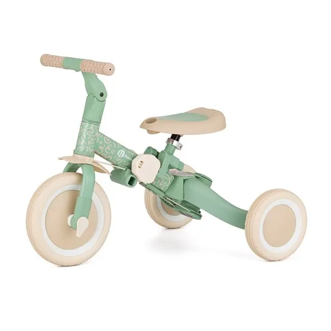 Tricicleta, Petite&Mars, Turbo, Editie limitata, 5 in 1, Multifunctionala, Vehicul de impins, Bicicleta cu/fara pedale, Cu maner de ghidaj, Detasabil, Roti din cauciuc, Pana la 25 kg, 1.5-5 ani, Green Twist BYN613480