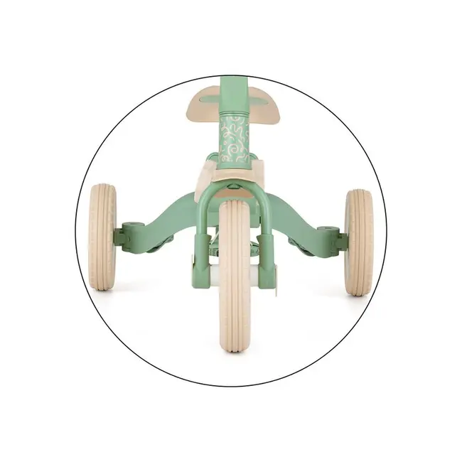 Tricicleta, Petite&Mars, Turbo, Editie limitata, 5 in 1, Multifunctionala, Vehicul de impins, Bicicleta cu/fara pedale, Cu maner de ghidaj, Detasabil, Roti din cauciuc, Pana la 25 kg, 1.5-5 ani, Green Twist BYN613480