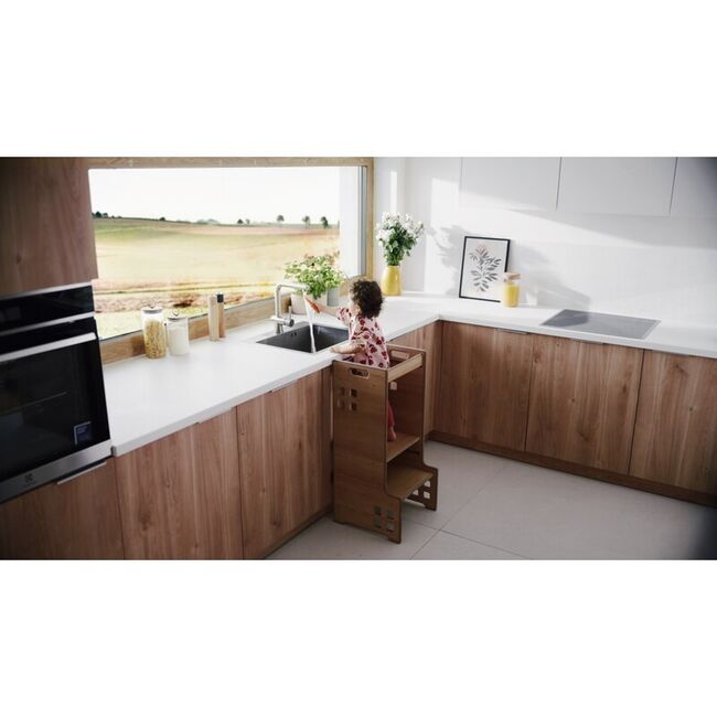 Turn de invatare Montessori, Lionelo, Cass, Functie de raft pentru carti, Pana la 30 kg, 12 luni - 6 ani, Din MDF si furnir, 3 trepte de inaltime, Negru BYNLO-CASS_BLACK_ONYX