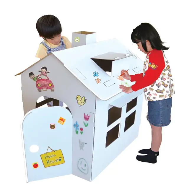 Casuta din carton pentru colorat ,   stimuleaza creativitatea copiilor   car boy safety