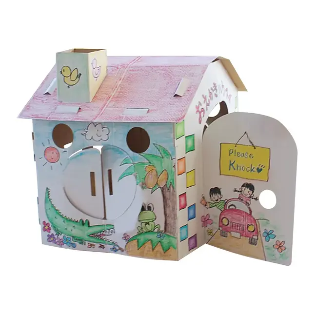 Casuta din carton pentru colorat ,   stimuleaza creativitatea copiilor   car boy safety