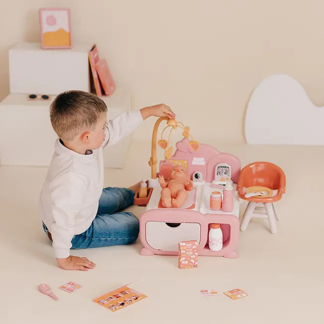 Centru de ingrijire pentru papusi Smoby Baby Nurse Cocoon Nursery 3 in 1 cu 16 accesorii HUBS7600220393