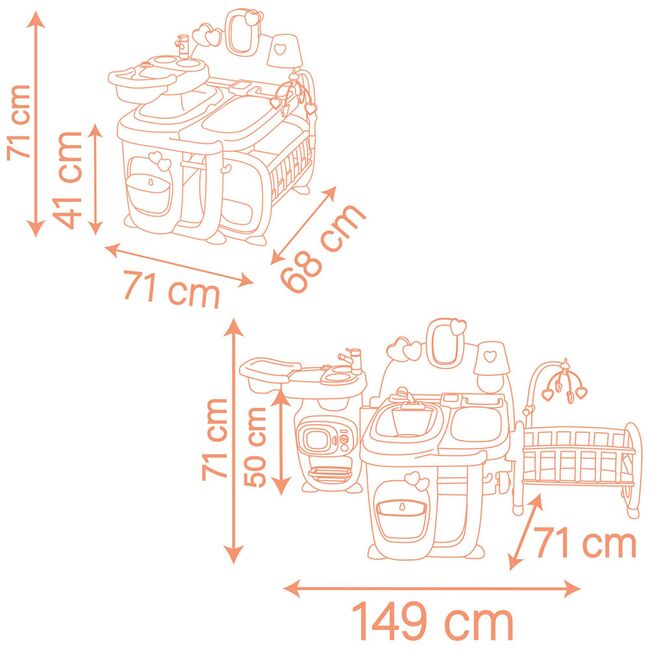 Centru de ingrijire pentru papusi Smoby Baby Nurse Large Doll`s Play Center cu 18 accesorii HUBS7600220394
