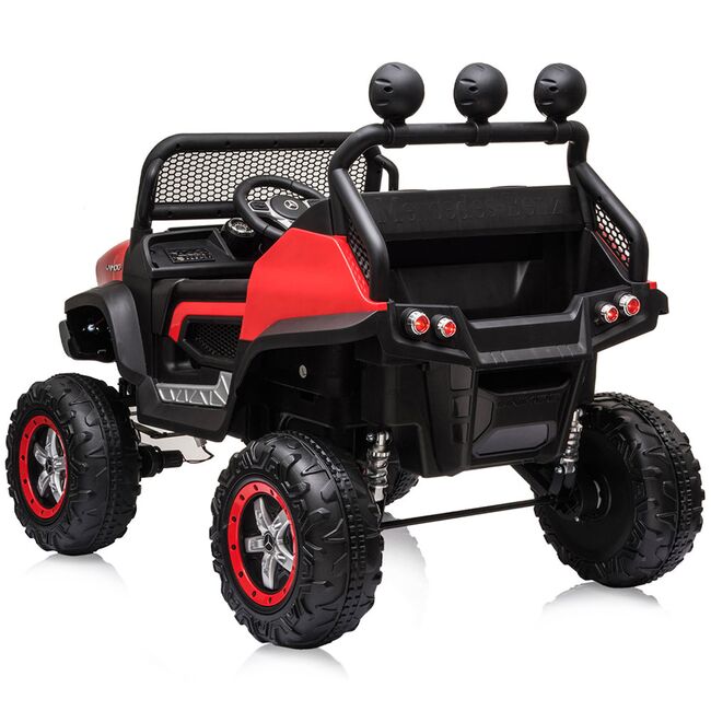 Masinuta electrica Chipolino OffRoad Mercedes Unimog cu scaun din piele si roti EVA red HUBELJMUNIM02R