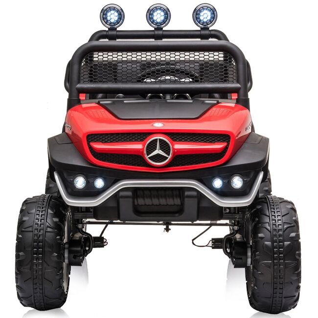 Masinuta electrica Chipolino OffRoad Mercedes Unimog cu scaun din piele si roti EVA red HUBELJMUNIM02R