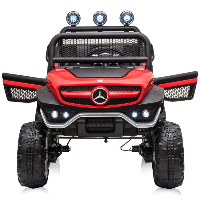 Masinuta electrica Chipolino OffRoad Mercedes Unimog cu scaun din piele si roti EVA red HUBELJMUNIM02R