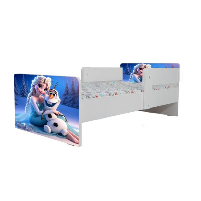 Pat Fetite 2-12 Ani Cu Elsa Si Olaf, Cu Dubla Protectie, Cu sertar si Cu Saltea SafeNest 160x80 Cm Inclusa Ptv6750CS