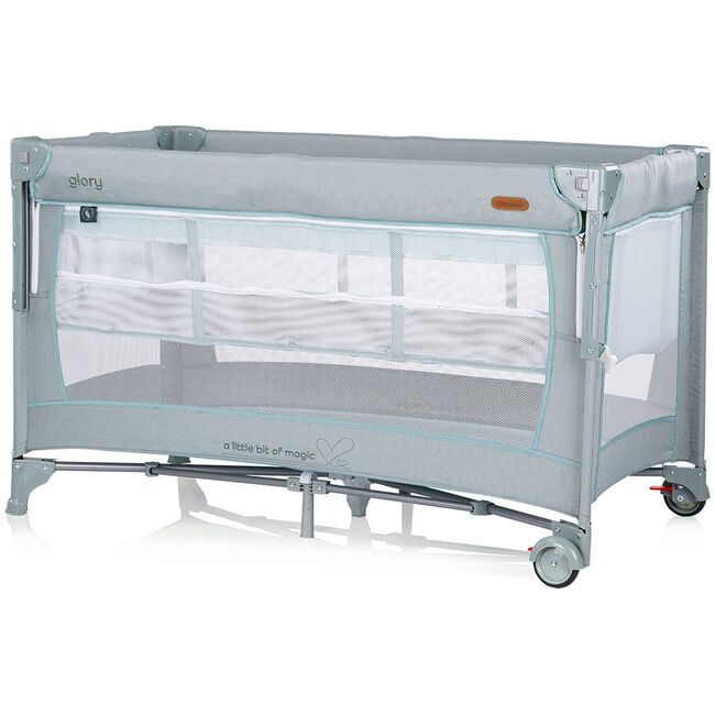 Patut pliabil Chipolino Glory cu laterala culisanta basil HUBKOSIGL2503BA