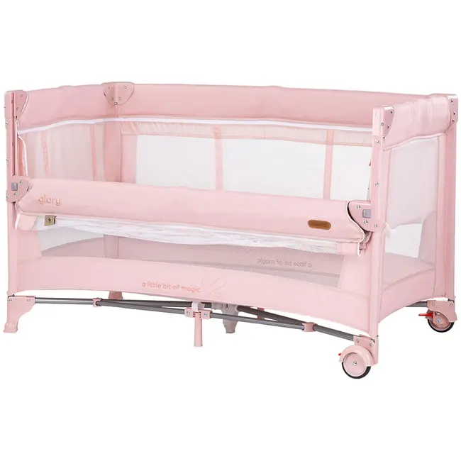 Patut pliabil Chipolino Glory cu laterala culisanta pink marshmallow HUBKOSIGL2504PM