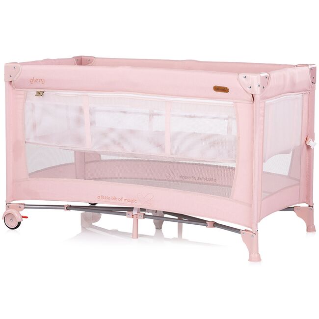 Patut pliabil Chipolino Glory cu laterala culisanta pink marshmallow HUBKOSIGL2504PM
