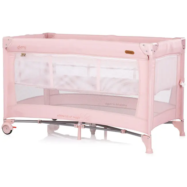 Patut pliabil Chipolino Glory cu laterala culisanta pink marshmallow HUBKOSIGL2504PM