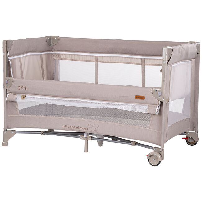 Patut pliabil Chipolino Glory cu laterala culisanta tiramisu HUBKOSIGL2501TR