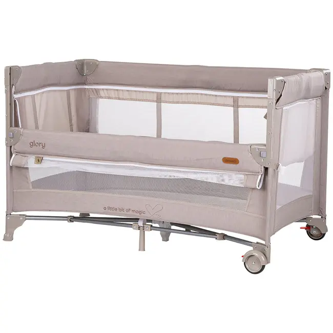 Patut pliabil Chipolino Glory cu laterala culisanta tiramisu HUBKOSIGL2501TR