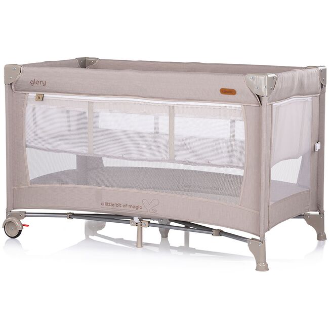 Patut pliabil Chipolino Glory cu laterala culisanta tiramisu HUBKOSIGL2501TR