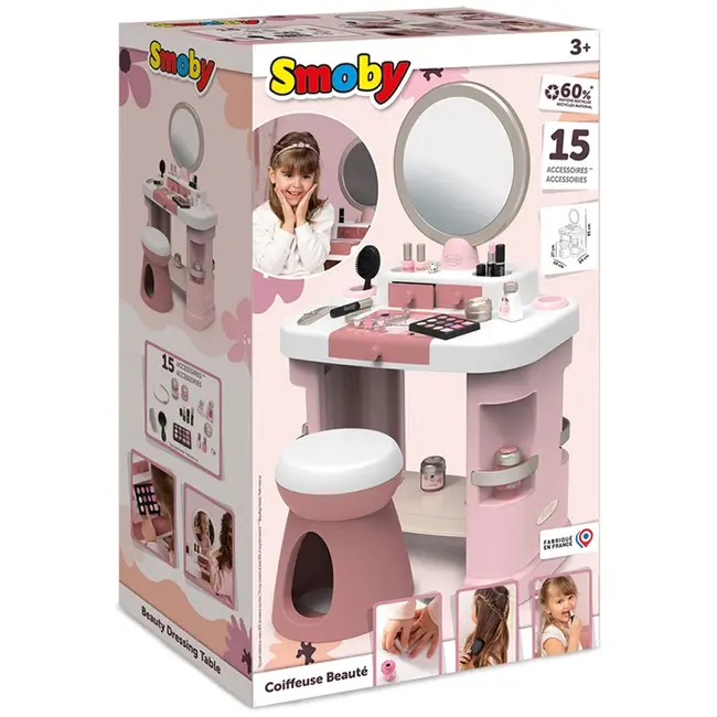 Salon de infrumusetare Smoby My Beauty Dressing Table roz cu 15 accesorii HUBS7600320257
