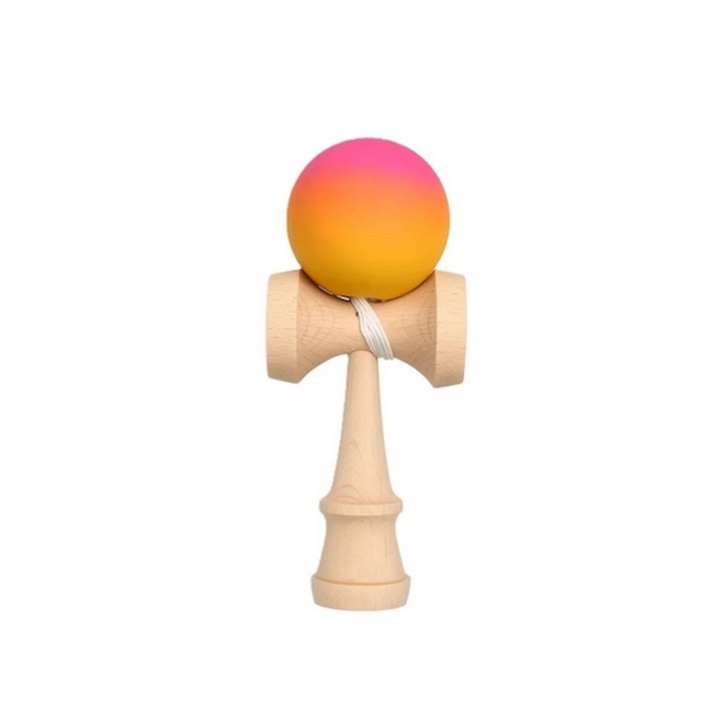 Kendama cauciucată Grip 18 cm, Gradient Roz Portocali Galben, antiderapant - ASC6427968007737